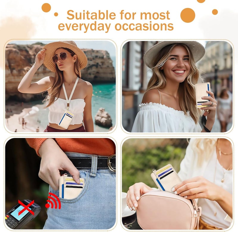 Yonlevres Credit Card Holder for Women, Slim RFID Wallet Front Pocket Small Card Holder, Travel Card Case ID Window PU Leather Cute Funny Thin RFID Blocking Card Organizer Gifts Girls Ladies - Image 3